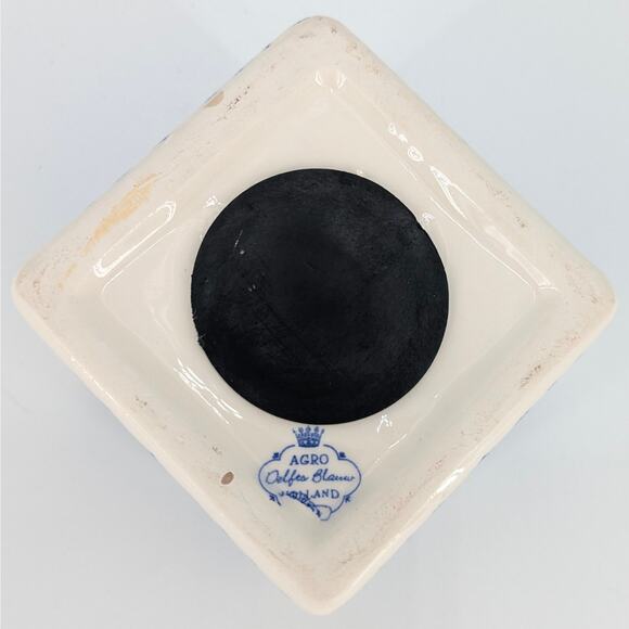 Delft Blue Holland Windmills Cube Bank Ceramic Transferware Coin Storage VTG - Picture 3 of 10